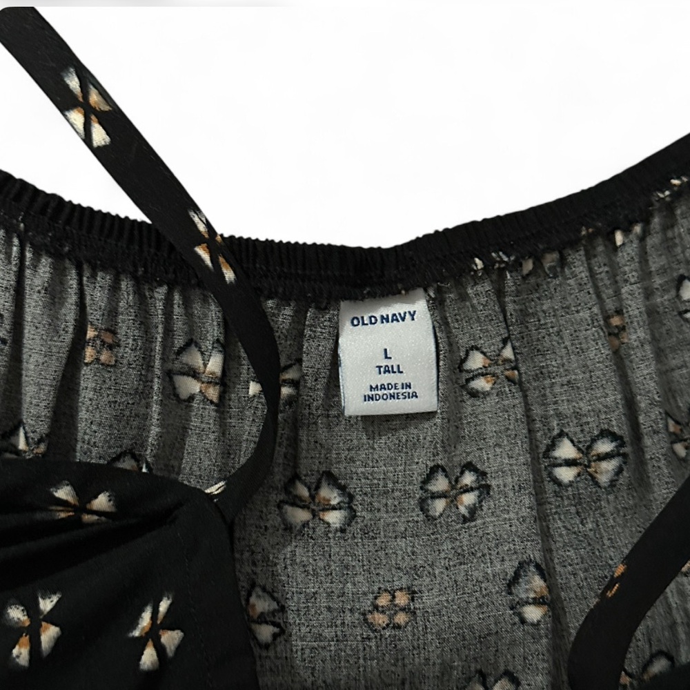 Old Navy Black Print Tiered Swing Dress - Picture 4 of 4